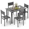 Costway 5 PCS Dining Table Set Industrial Style Kitchen Table & Chairs for 4 Gray/Brown/Dark Brown